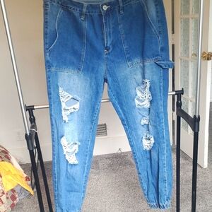 Rue21 Blue Boyfriend Distressed Jeans